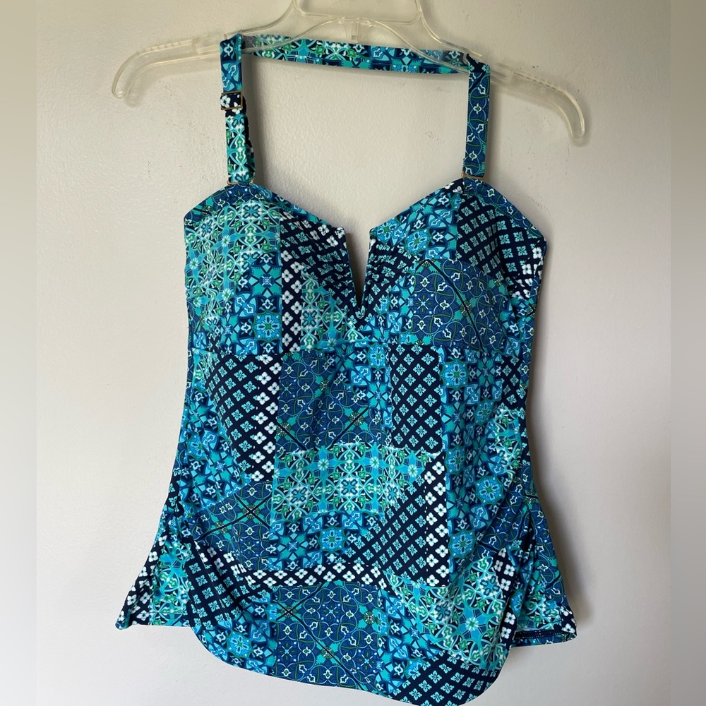 Lands’ End Bandeau Tankini Top, Size 12D - Picture 2 of 7